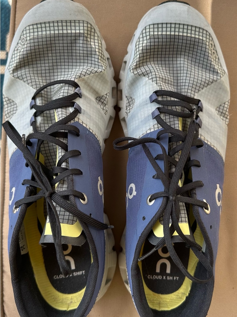 On Running Men's Cloud X Shift Sneakers is in Light Gray, Blue, Yellow, Black